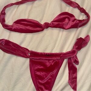 Pink velvet bikini